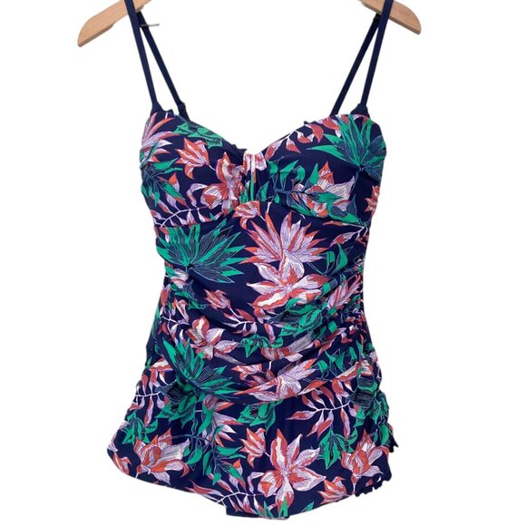 Shore Shapes Shaping Tummy Control Floral One Piece Swim Dress Size 12 - Picture 1 of 6